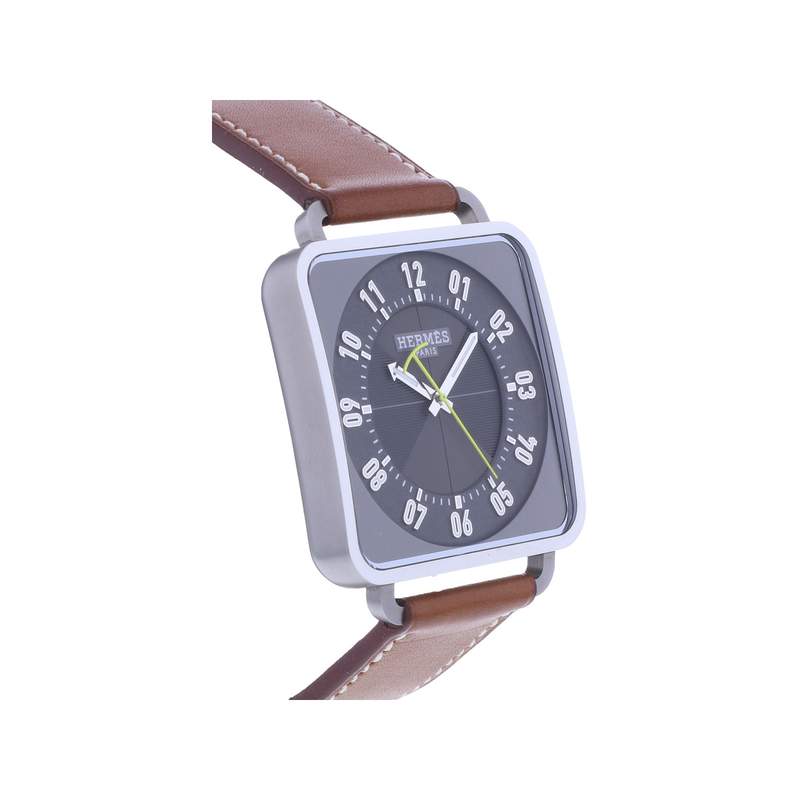Montre d'occasion HERMES Carré H homme automatique bracelet cuir d'origine - vue 2