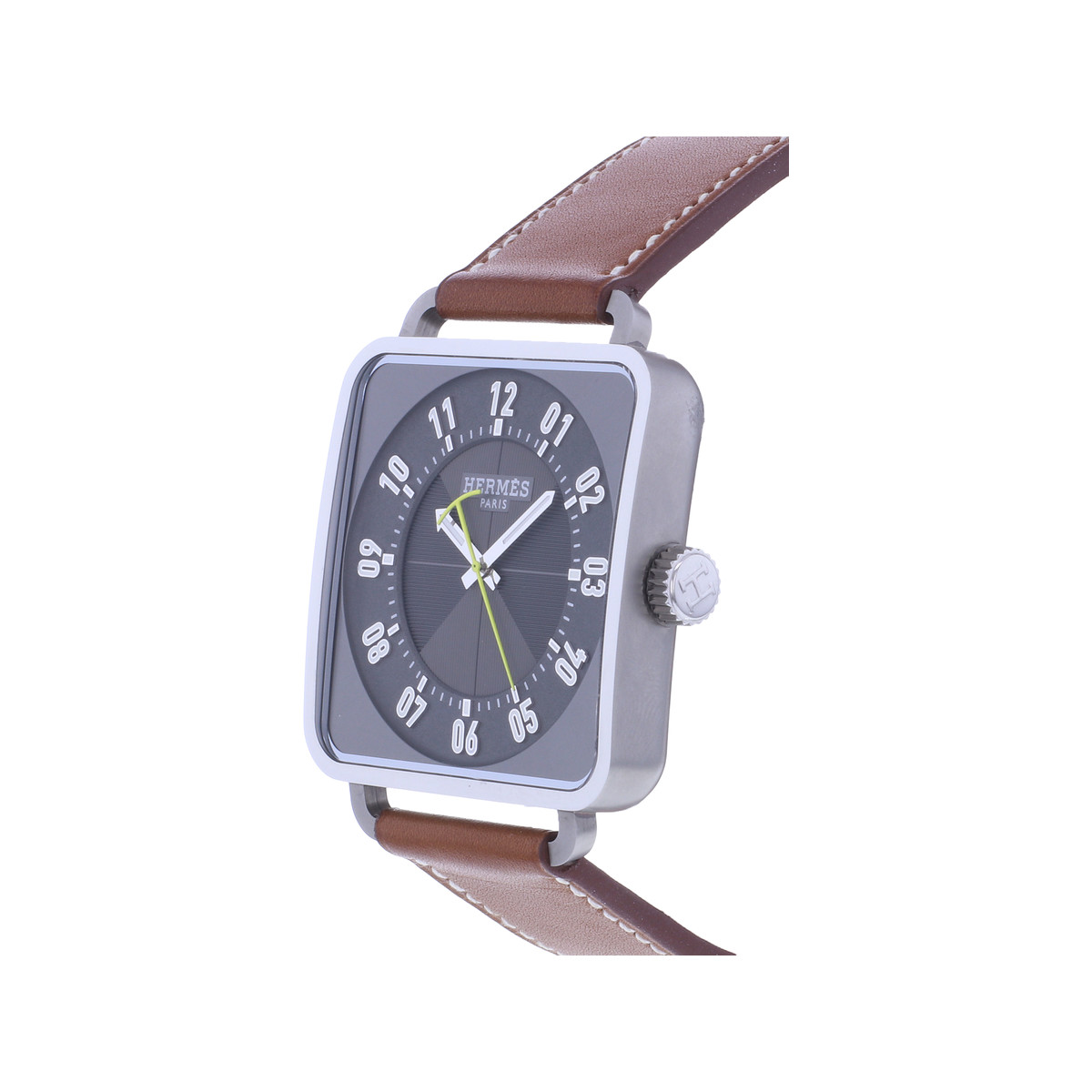 Montre d'occasion HERMES Carré H homme automatique bracelet cuir d'origine - vue D2