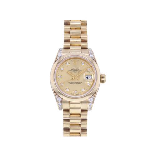 Montre d'occasion ROLEX DateJust Lady femme mouvement automatique certifié (cosc) bracelet or jaune 750/000