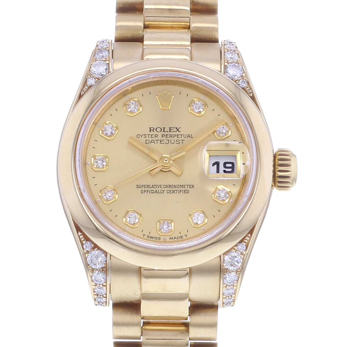 Montre d'occasion ROLEX DateJust Lady femme mouvement automatique certifié (cosc) bracelet or jaune 750/000 - vue D1