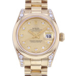 Montre d'occasion ROLEX DateJust Lady femme mouvement automatique certifié (cosc) bracelet or jaune 750/000 - vue D1