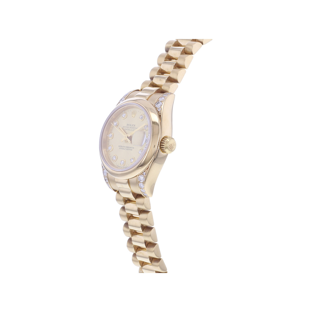 Montre d'occasion ROLEX DateJust Lady femme mouvement automatique certifié (cosc) bracelet or jaune 750/000 - vue D2