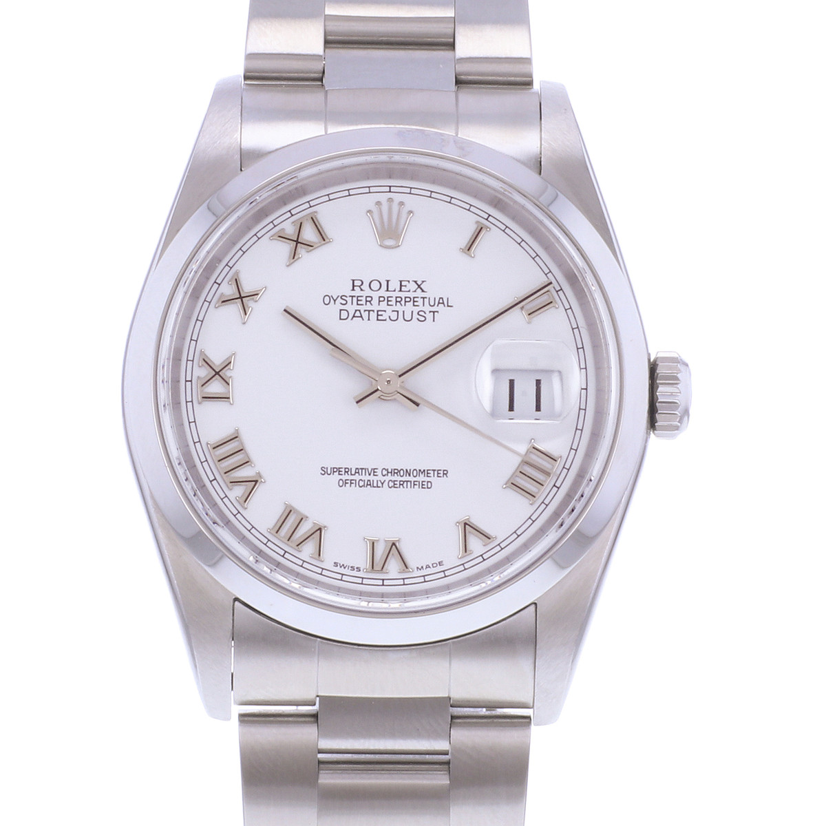 Montre d'occasion ROLEX DateJust 36 mixte mouvement automatique certifié (cosc) bracelet acier - vue D1