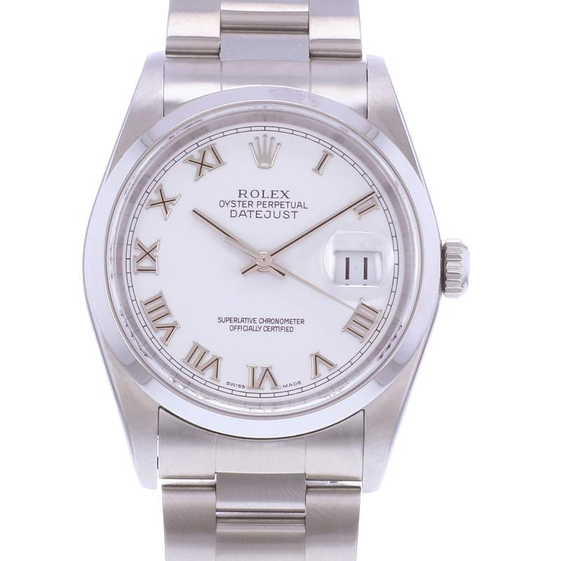 Montre d'occasion ROLEX DateJust 36 mixte mouvement automatique certifié (cosc) bracelet acier - vue D1