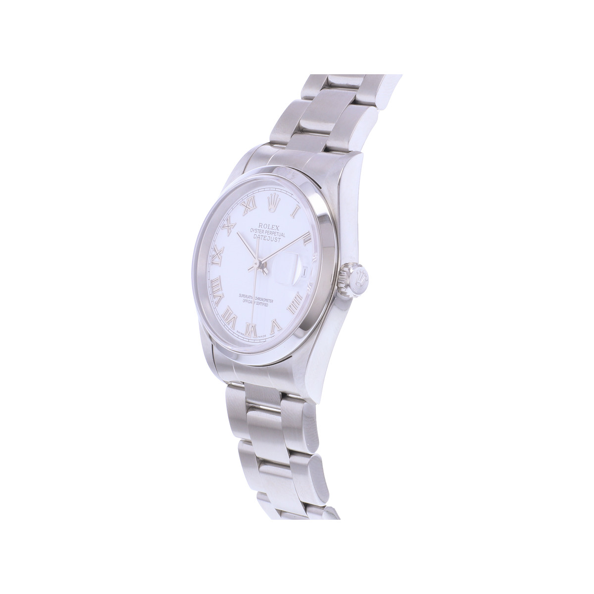 Montre d'occasion ROLEX DateJust 36 mixte mouvement automatique certifié (cosc) bracelet acier - vue D2