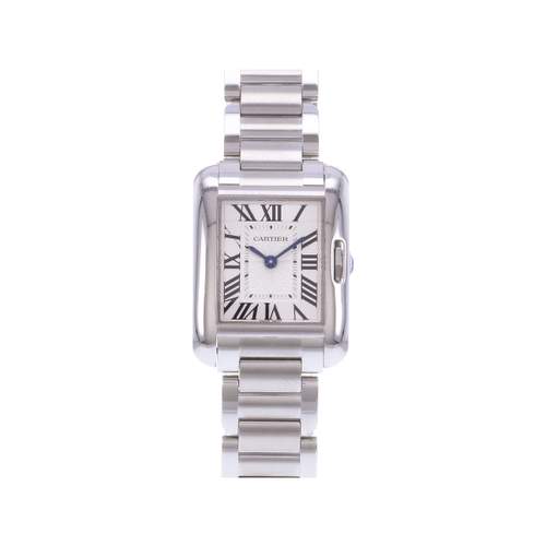 Pre-owned CARTIER Tank Anglaise women's quartz watch with a steel bracelet