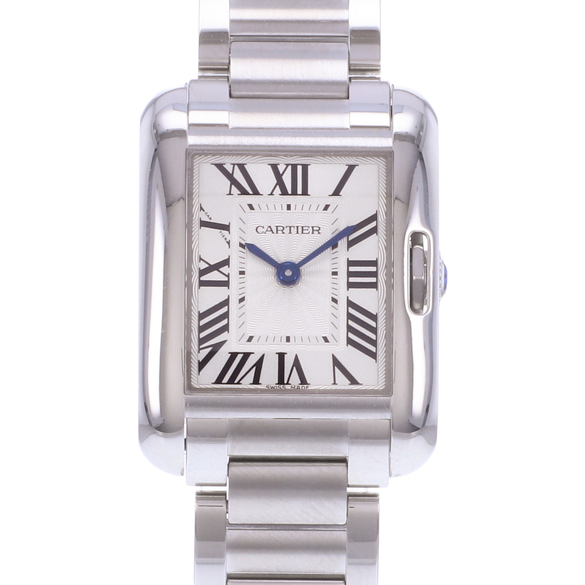 Montre d'occasion CARTIER Tank Anglaise femme quartz bracelet acier - vue D1