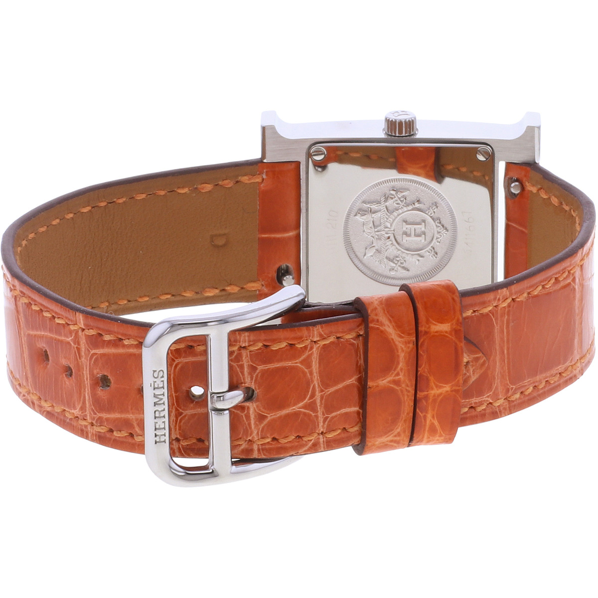 Montre d'occasion HERMES Heure H Index diamants femme quartz bracelet cuir d'origine - vue 3