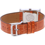 Montre d'occasion HERMES Heure H Index diamants femme quartz bracelet cuir d'origine - vue 3