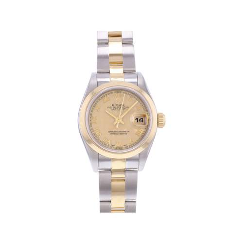 Tweedehands ROLEX DateJust Lady dameshorloge met gecertificeerd automatisch uurwerk (COSC), armband van 750/000 geelgoud en staal