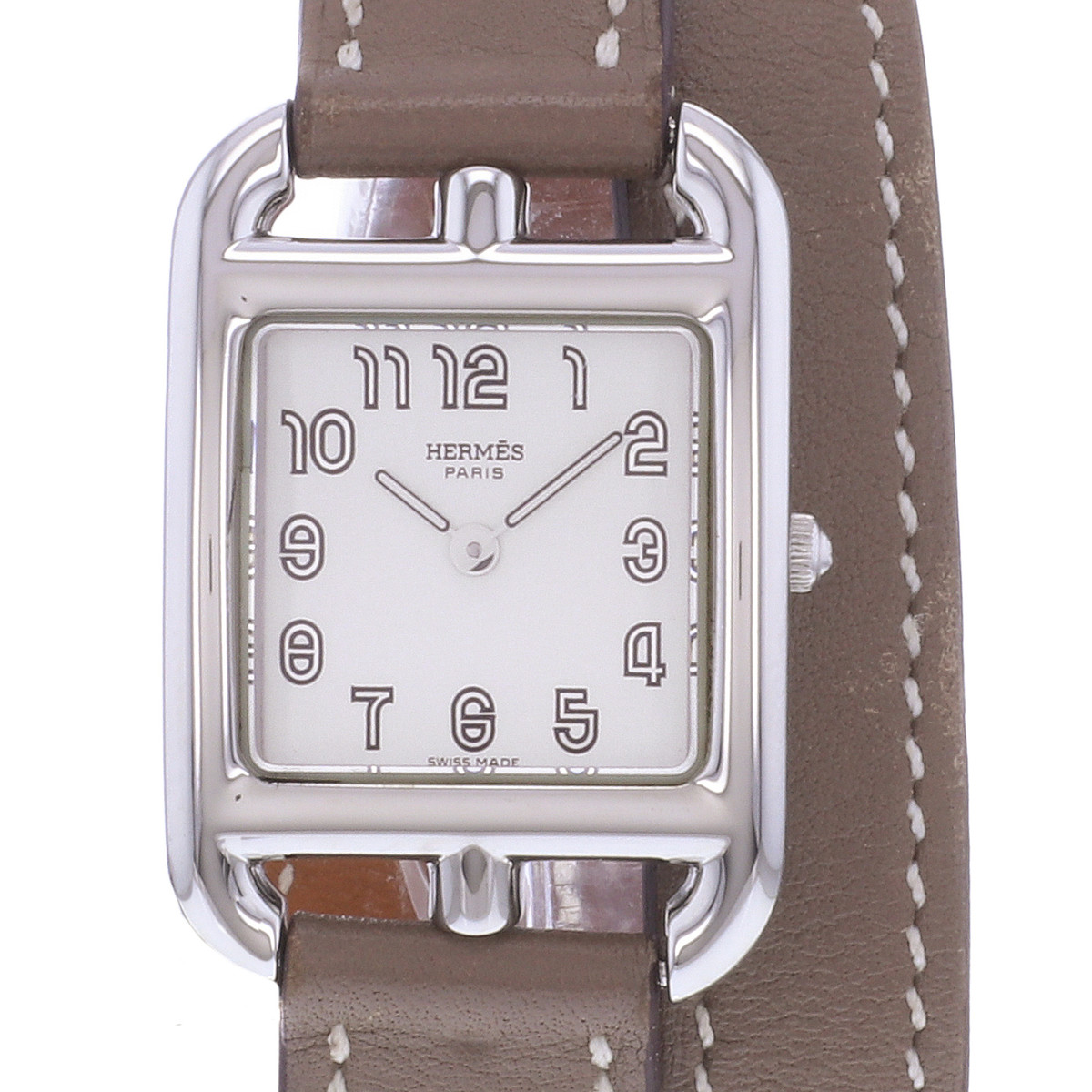 Montre d'occasion HERMES Cape Cod femme quartz bracelet cuir d'origine - vue D1