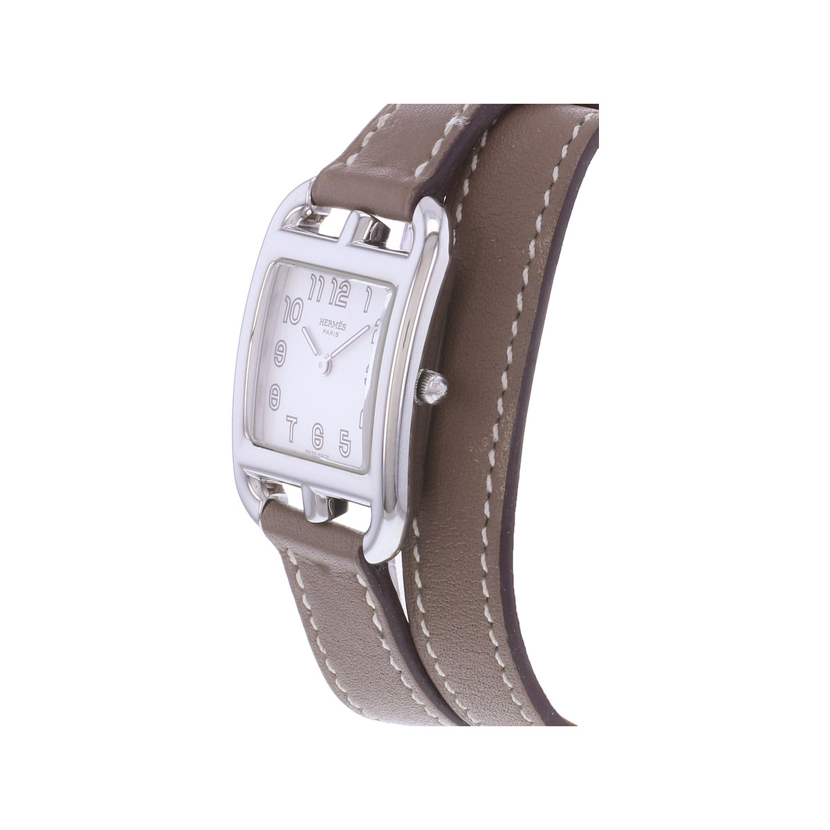 Montre d'occasion HERMES Cape Cod femme quartz bracelet cuir d'origine - vue D2