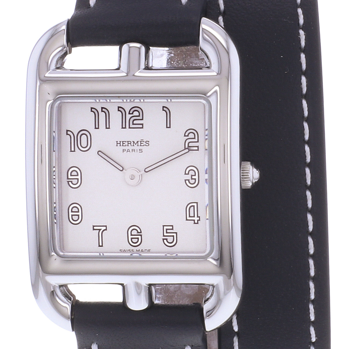 Montre d'occasion HERMES Cape Cod 23mm femme quartz bracelet cuir cresus - vue D1
