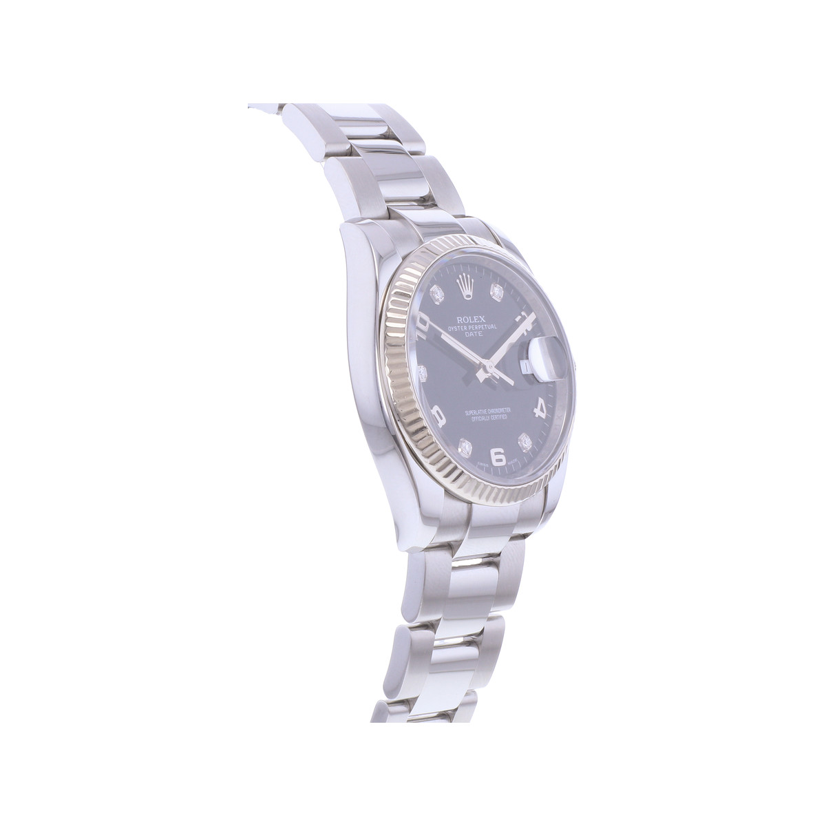 Montre d'occasion ROLEX Date Index diamants femme mouvement automatique certifié (cosc) bracelet acier - vue 2