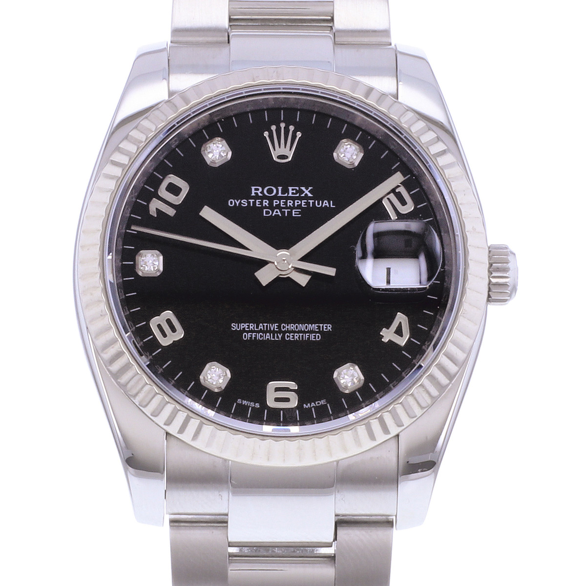 Montre d'occasion ROLEX Date Index diamants femme mouvement automatique certifié (cosc) bracelet acier - vue D1