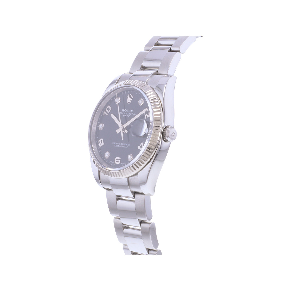 Montre d'occasion ROLEX Date Index diamants femme mouvement automatique certifié (cosc) bracelet acier - vue D2