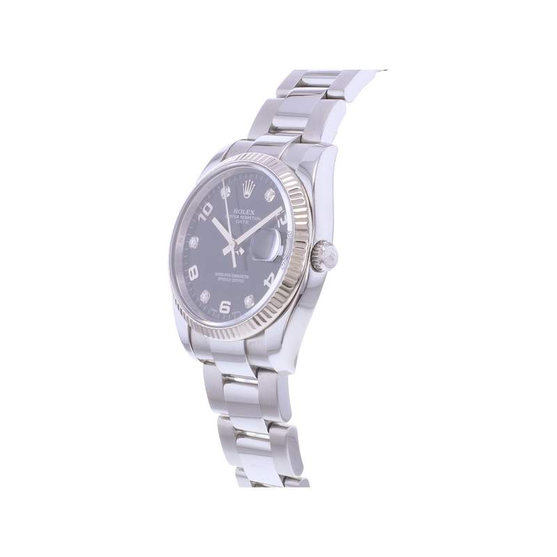 Montre d'occasion ROLEX Date Index diamants femme mouvement automatique certifié (cosc) bracelet acier - vue D2