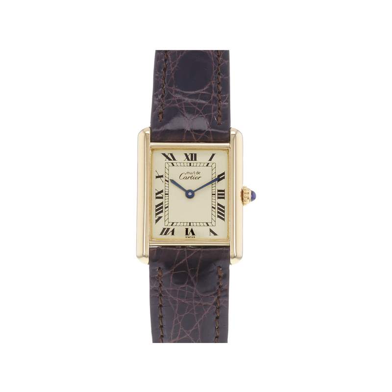 Montre d'occasion CARTIER Tank Must Vermeil femme quartz bracelet cuir cresus - vue 1
