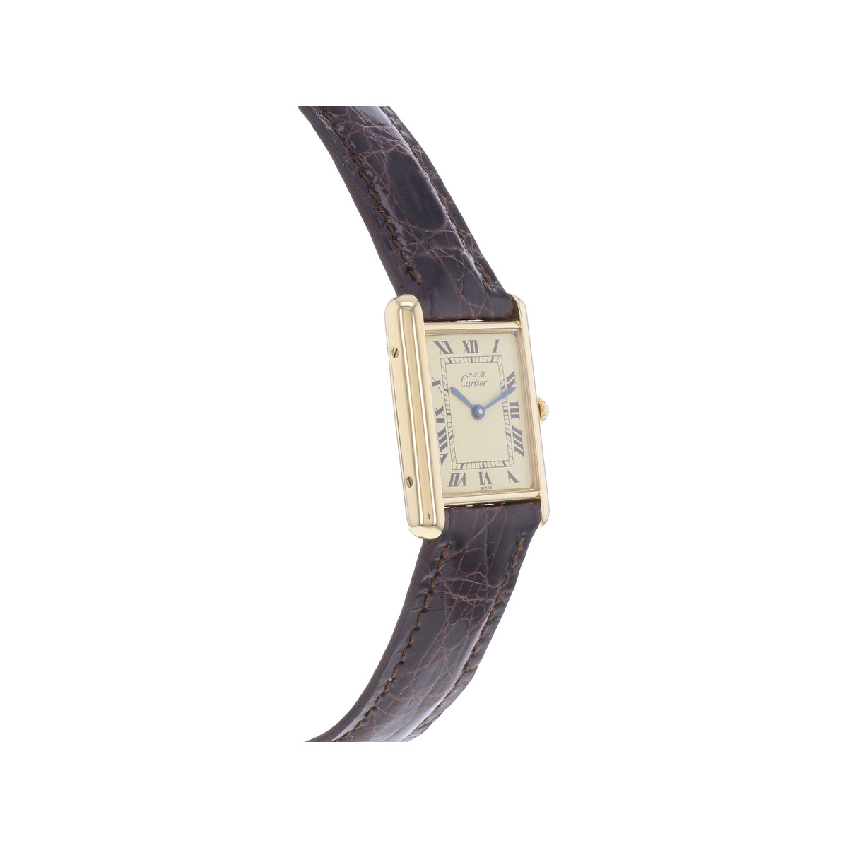 Montre d'occasion CARTIER Tank Must Vermeil femme quartz bracelet cuir cresus - vue 2