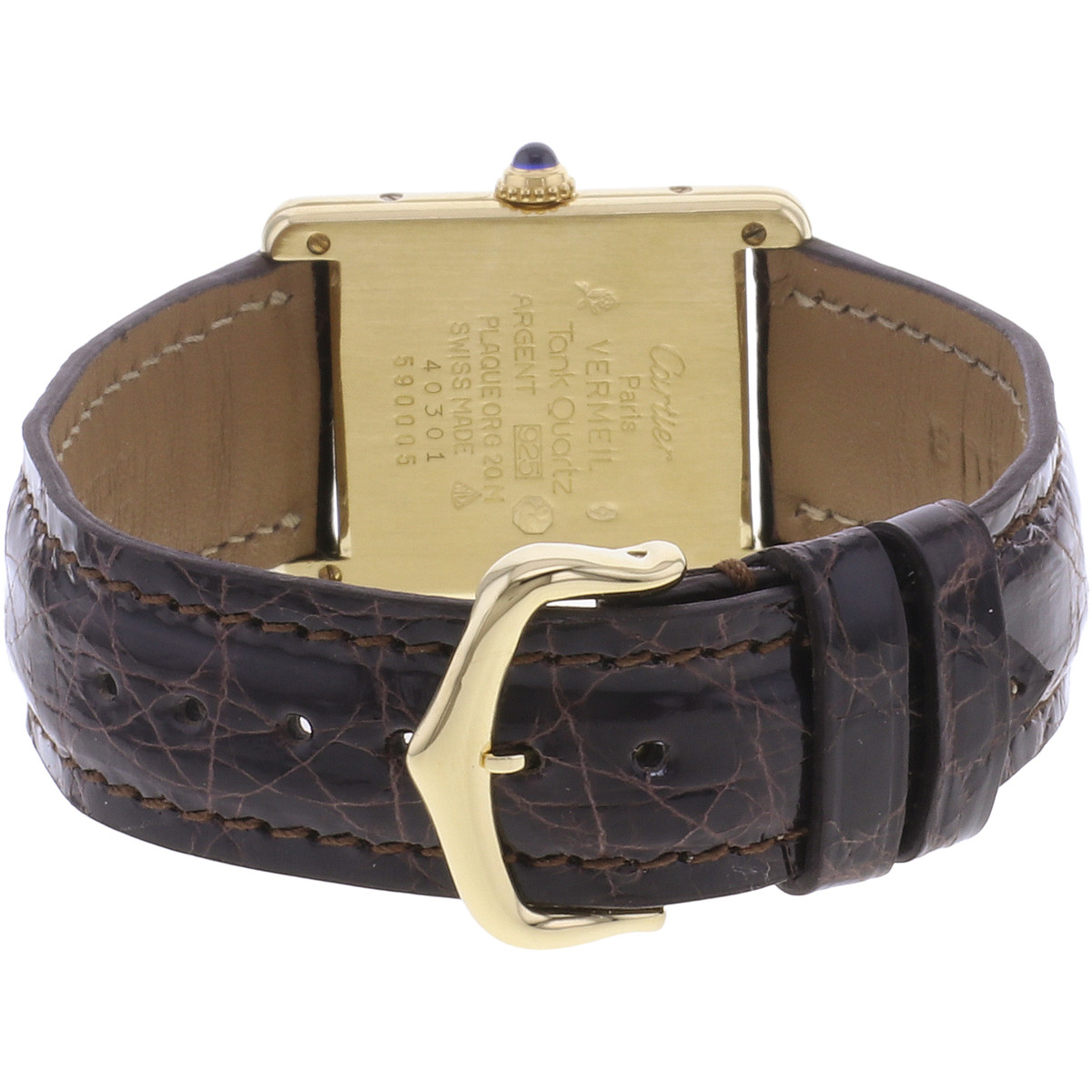 Montre d'occasion CARTIER Tank Must Vermeil femme quartz bracelet cuir cresus - vue 3