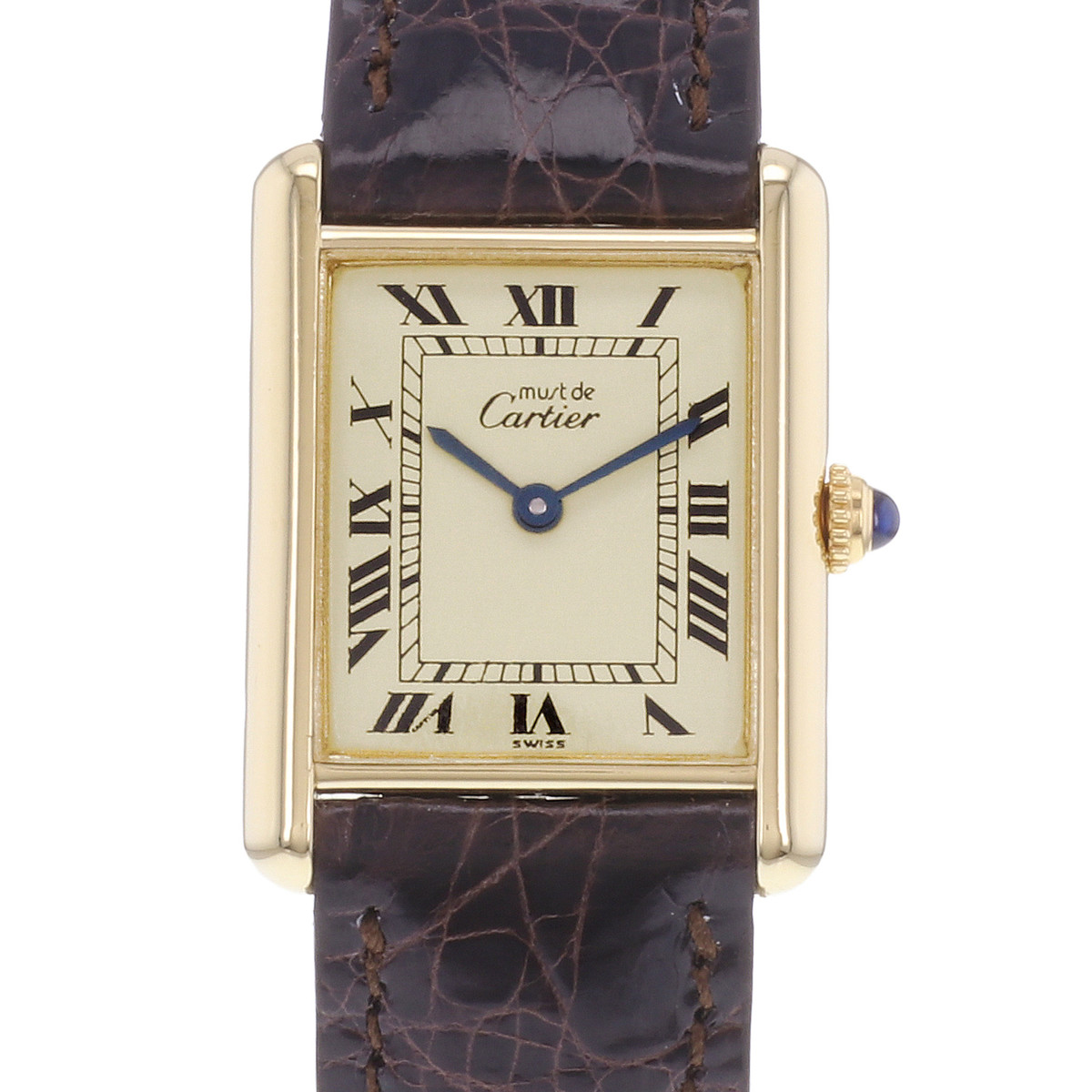Montre d'occasion CARTIER Tank Must Vermeil femme quartz bracelet cuir cresus - vue D1