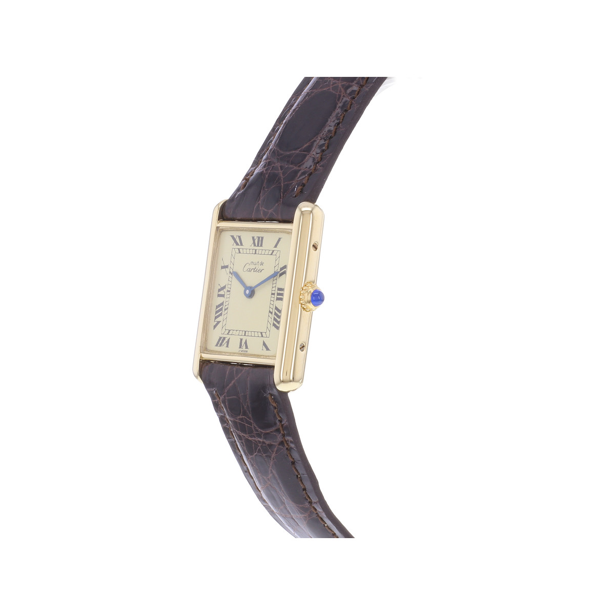 Montre d'occasion CARTIER Tank Must Vermeil femme quartz bracelet cuir cresus - vue D2