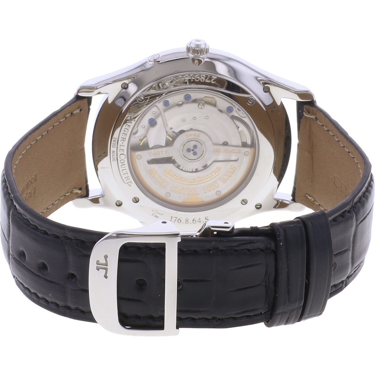 Montre d'occasion JAEGER LECOULTRE Master Ultra Thin Moonphase homme automatique bracelet cuir cresus - vue 3