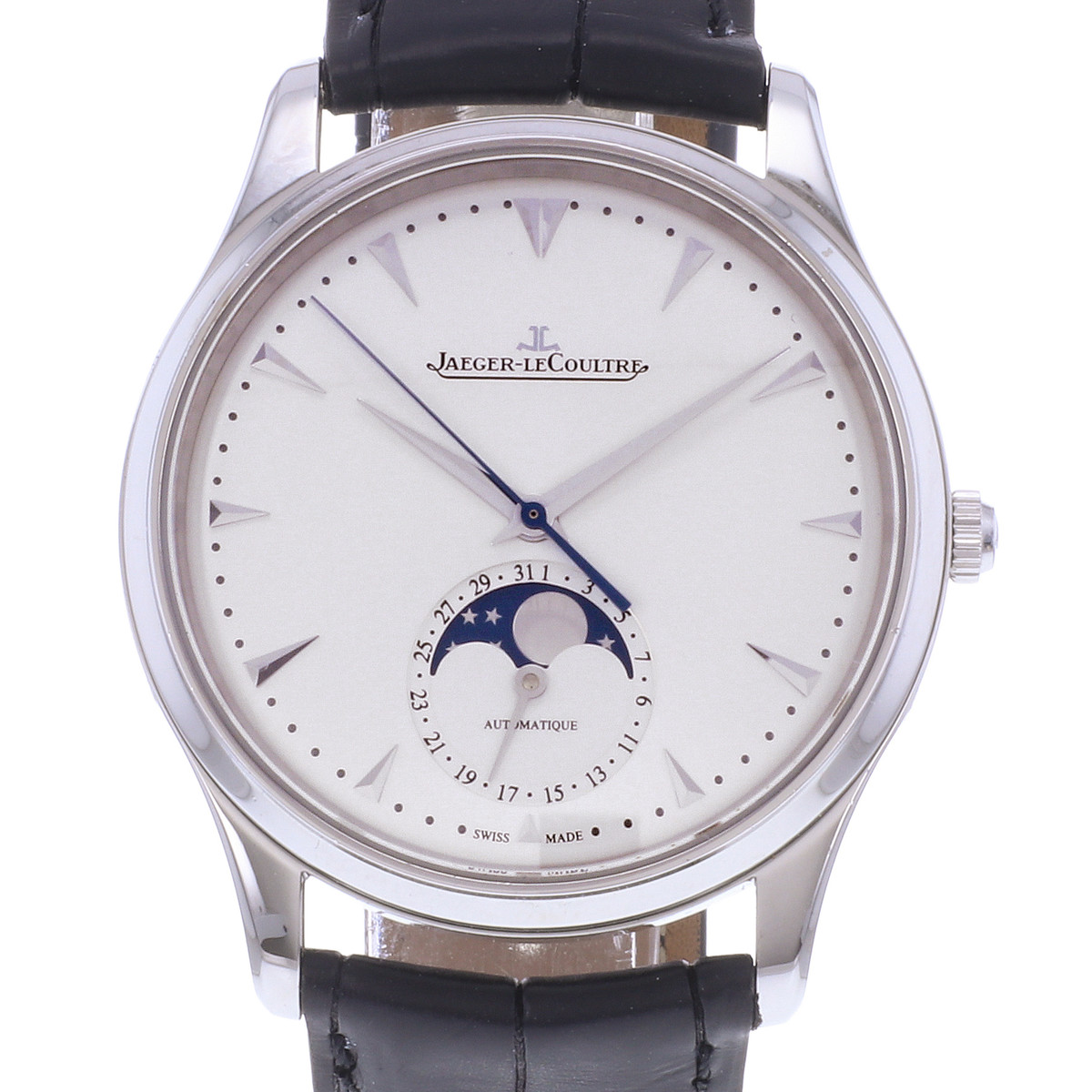Montre d'occasion JAEGER LECOULTRE Master Ultra Thin Moonphase homme automatique bracelet cuir cresus - vue D1