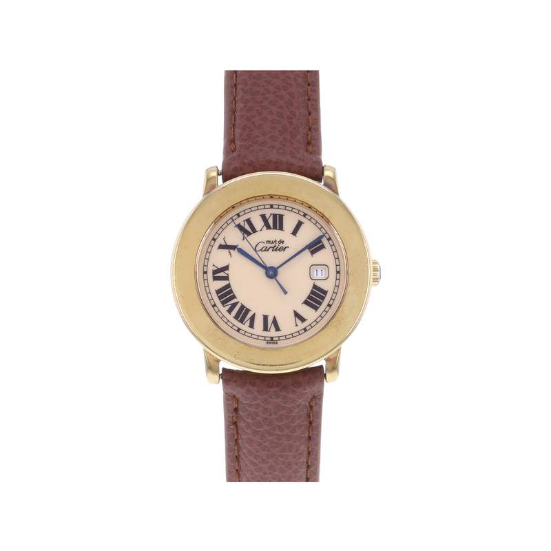 Montre d'occasion CARTIER Must 1800 femme quartz bracelet cuir cresus - vue 1