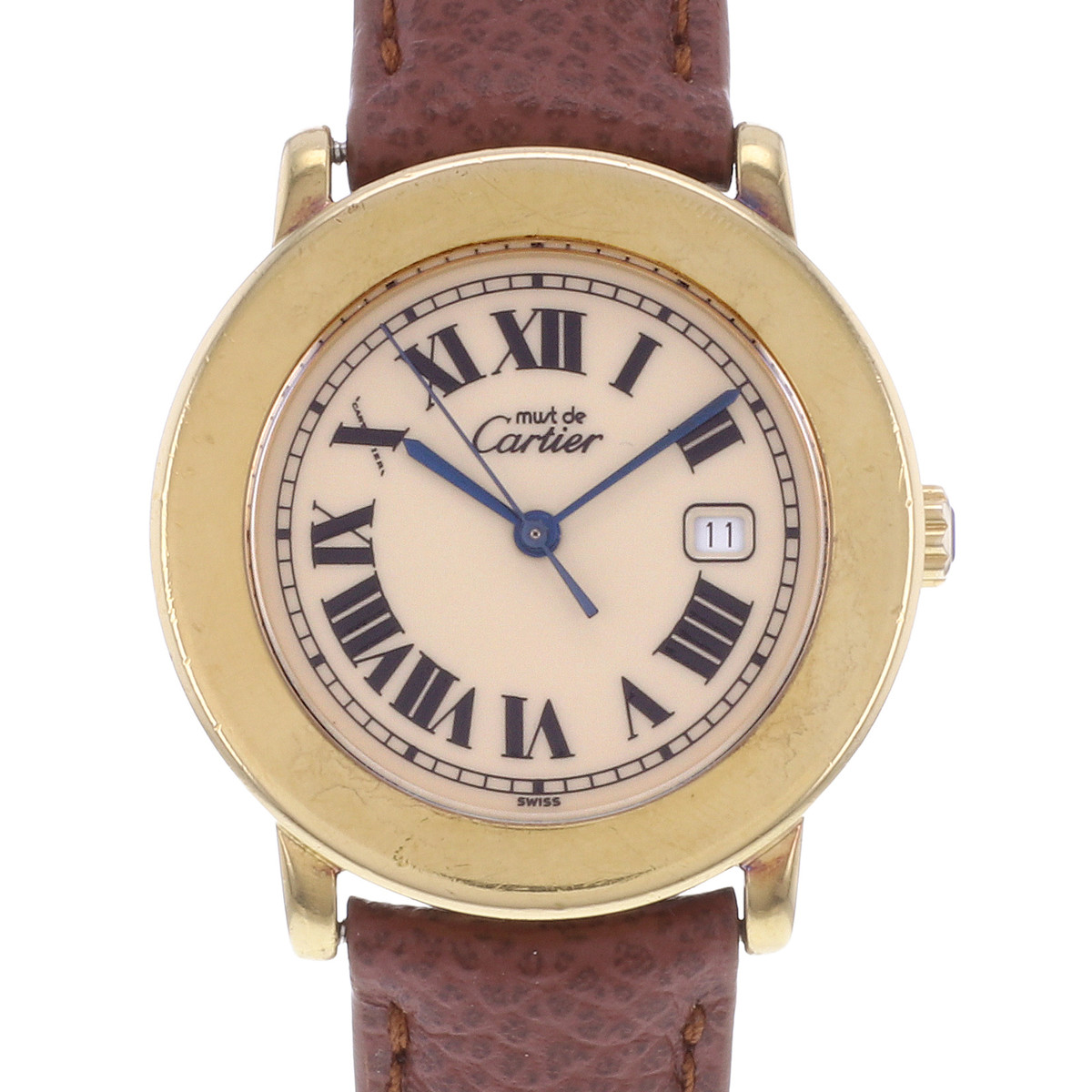 Montre d'occasion CARTIER Must 1800 femme quartz bracelet cuir cresus - vue D1