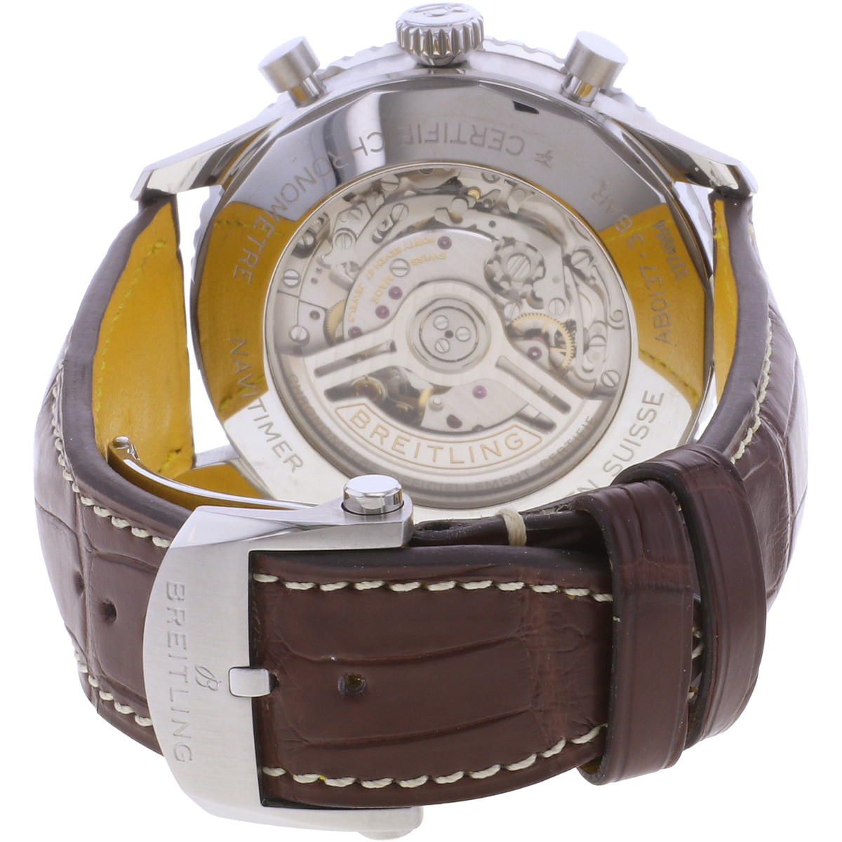 Montre d'occasion BREITLING Navitimer B01 Chronograph homme mouvement automatique certifié (cosc) bracelet cuir cresus - vue 3