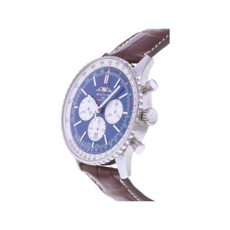 Montre d'occasion BREITLING Navitimer B01 Chronograph homme mouvement automatique certifié (cosc) bracelet cuir cresus - vue D2