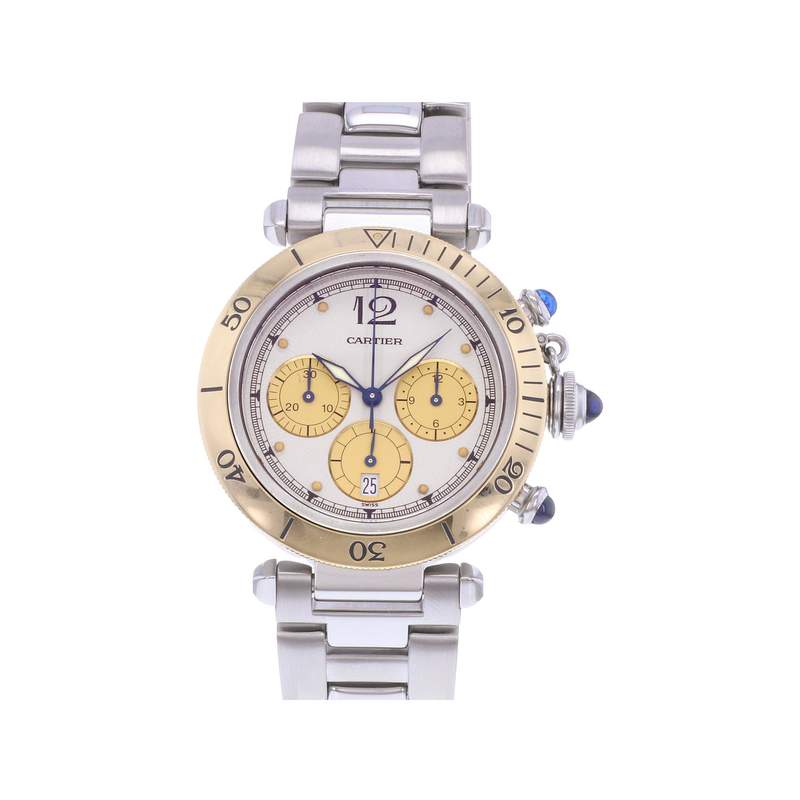 Montre d'occasion CARTIER Pasha Chronographe homme quartz bracelet acier - vue 1