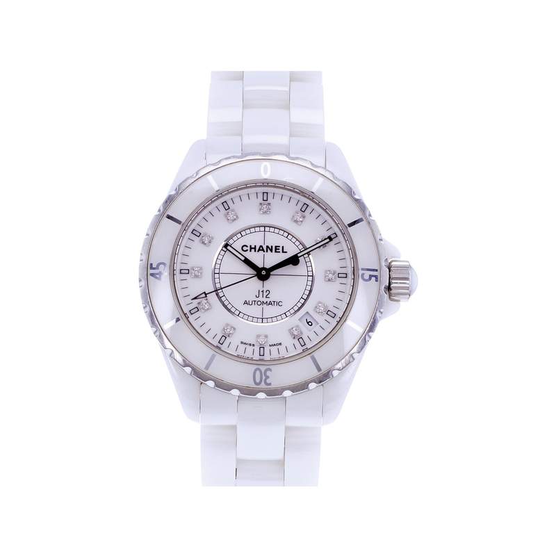 Montre d'occasion CHANEL J12 38 mm Diamants femme automatique bracelet céramique - vue 1
