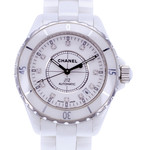 Montre d'occasion CHANEL J12 38 mm Diamants femme automatique bracelet céramique - vue D1