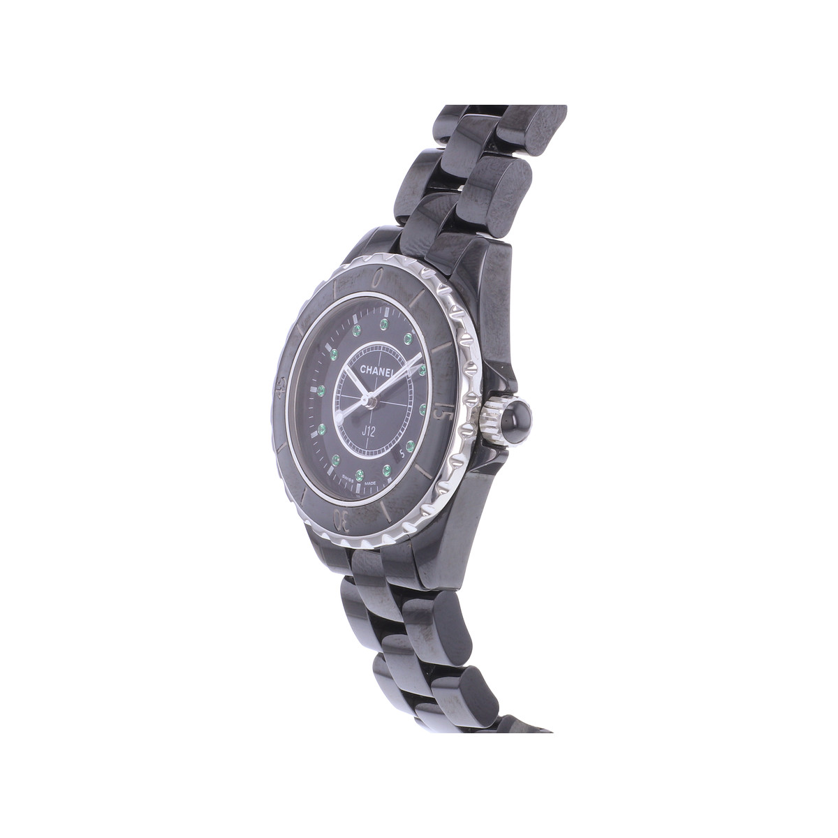 Montre d'occasion CHANEL J12 33 mm Emeraude femme quartz bracelet céramique - vue D2