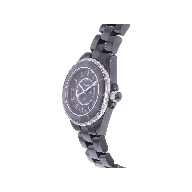 Montre d'occasion CHANEL J12 33 mm Emeraude femme quartz bracelet céramique - vue D2