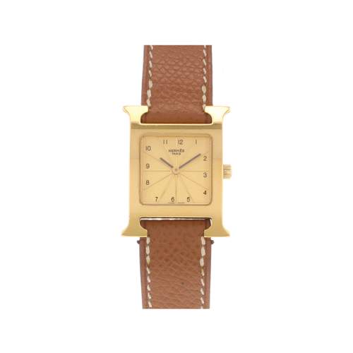 Montre d'occasion HERMES Heure H femme quartz bracelet cuir d'origine