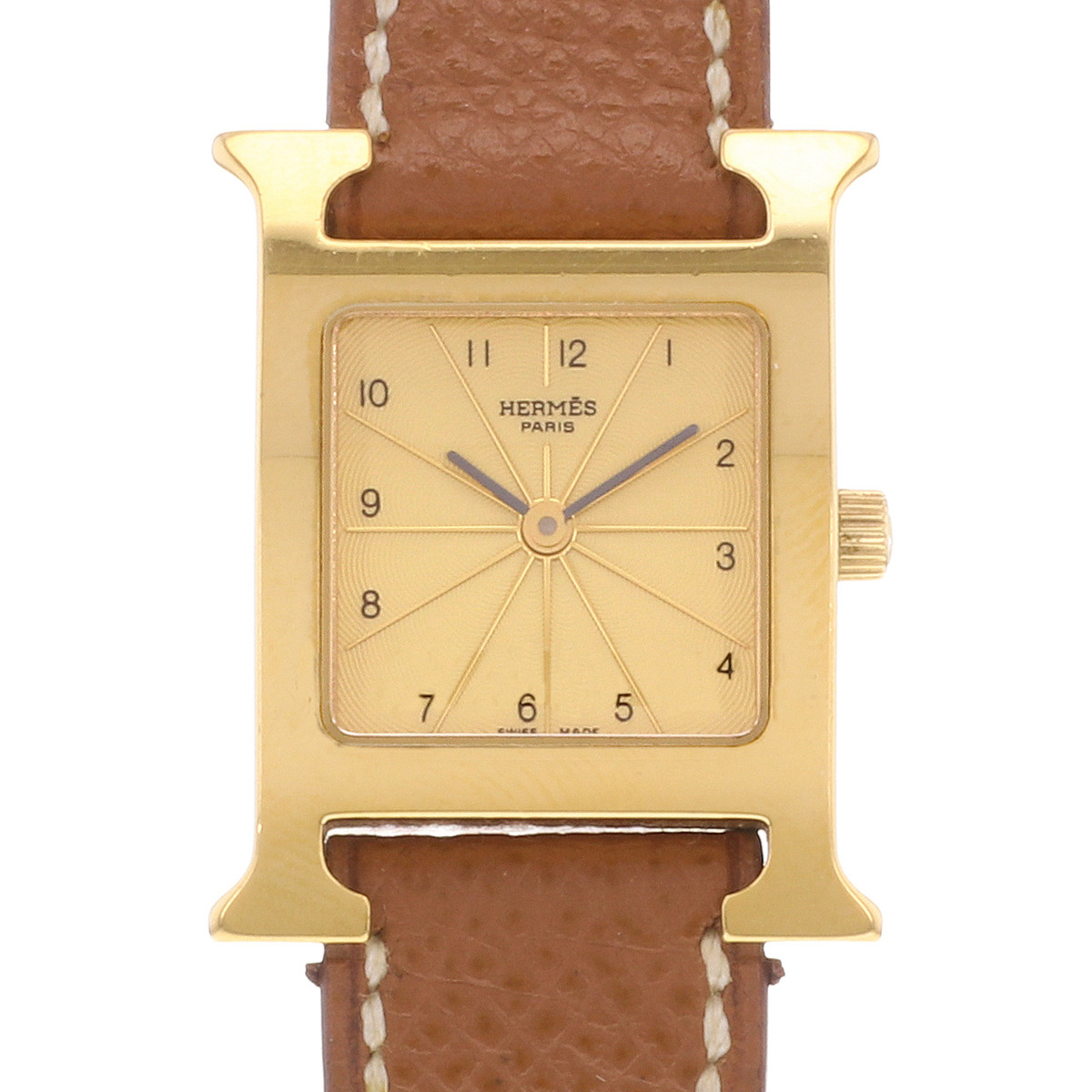 Montre d'occasion HERMES Heure H femme quartz bracelet cuir d'origine - vue D1