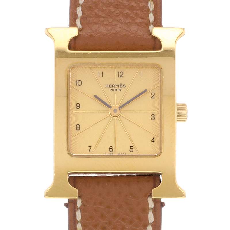 Montre d'occasion HERMES Heure H femme quartz bracelet cuir d'origine - vue D1