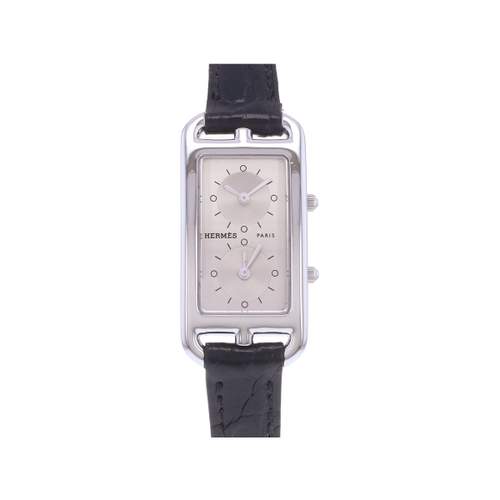 Montre d'occasion HERMES Cape Cod Dual Time femme quartz bracelet cuir cresus