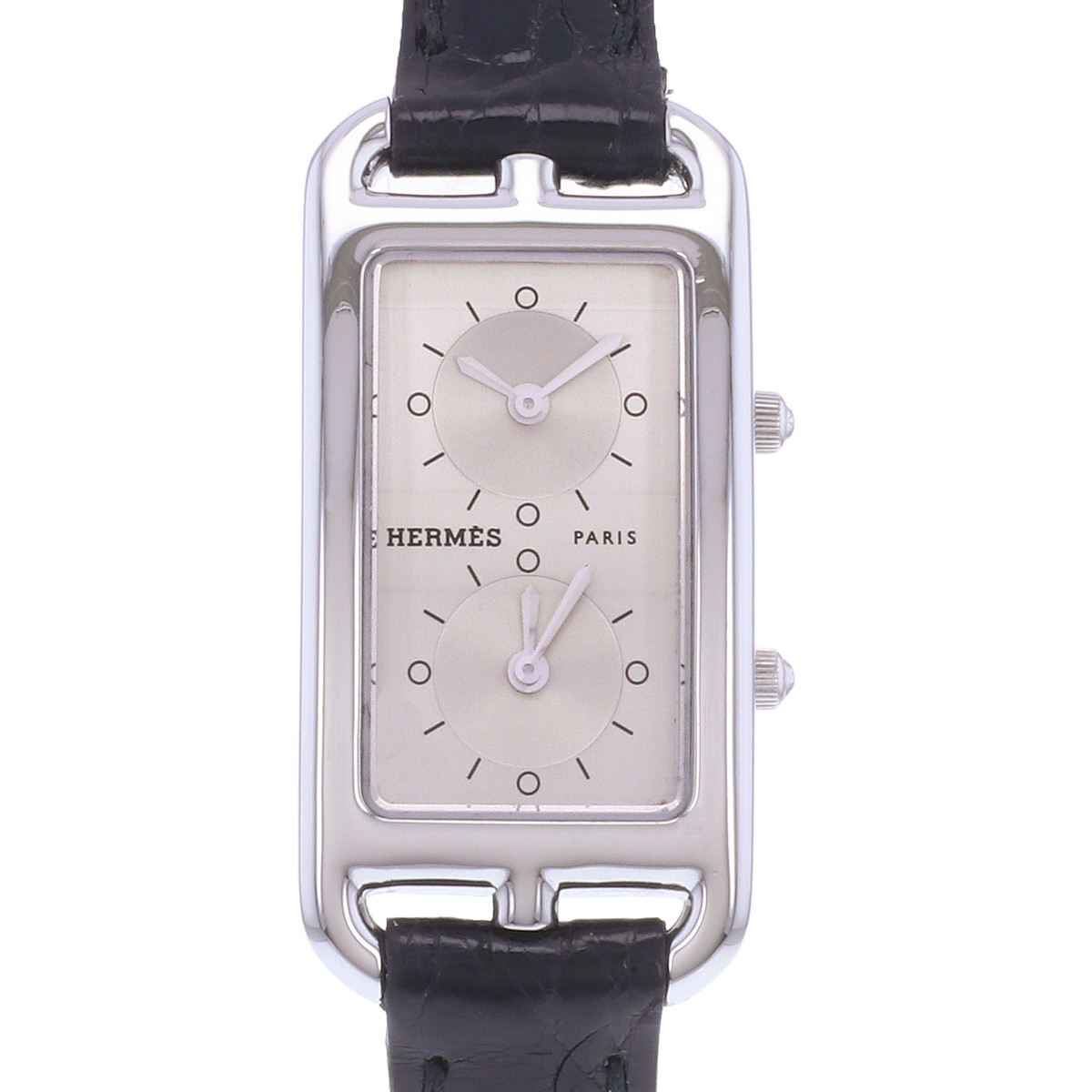 Montre d'occasion HERMES Cape Cod Dual Time femme quartz bracelet cuir cresus - vue D1