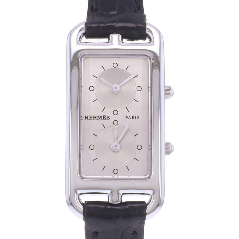 Montre d'occasion HERMES Cape Cod Dual Time femme quartz bracelet cuir cresus - vue D1
