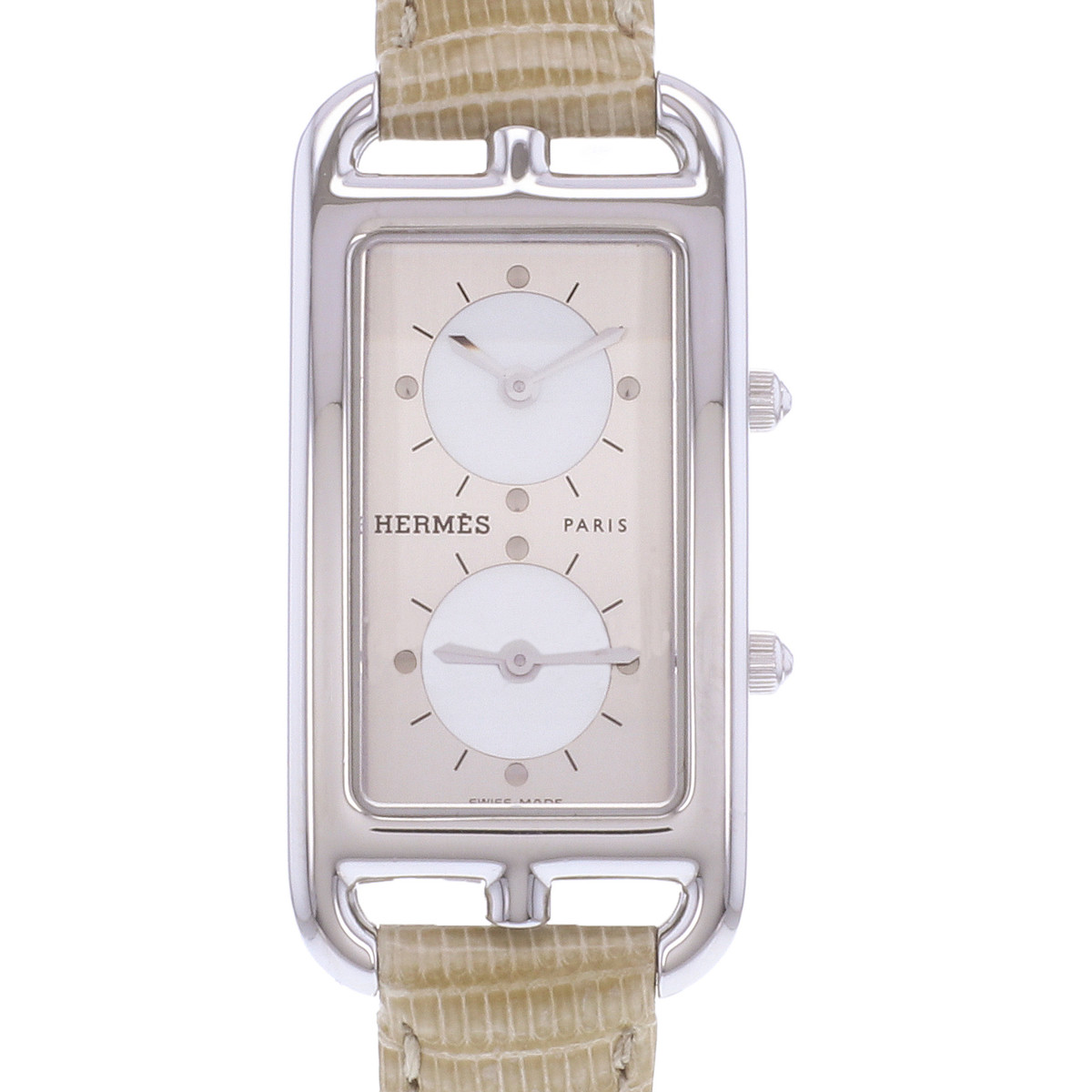 Montre d'occasion HERMES Cape Cod Dual Time femme quartz bracelet cuir - vue D1