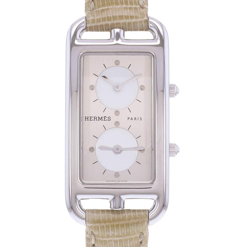 Montre d'occasion HERMES Cape Cod Dual Time femme quartz bracelet cuir - vue D1