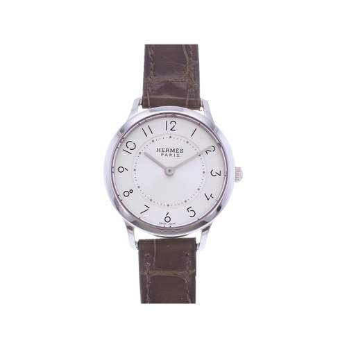 Montre d'occasion HERMES Slim femme quartz bracelet cuir d'origine