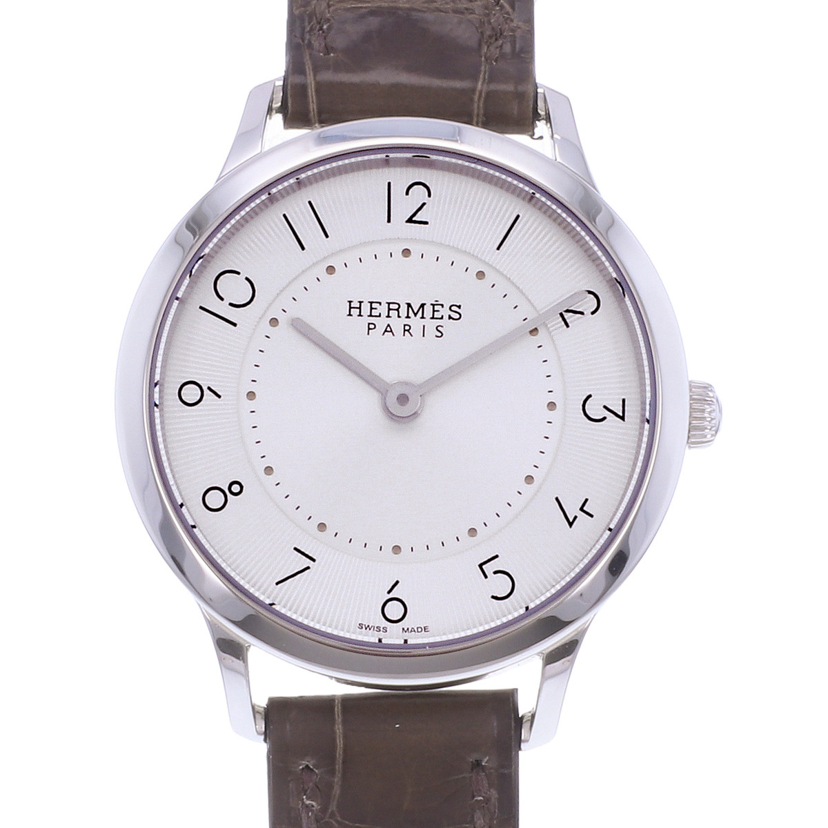 Montre d'occasion HERMES Slim femme quartz bracelet cuir d'origine - vue D1