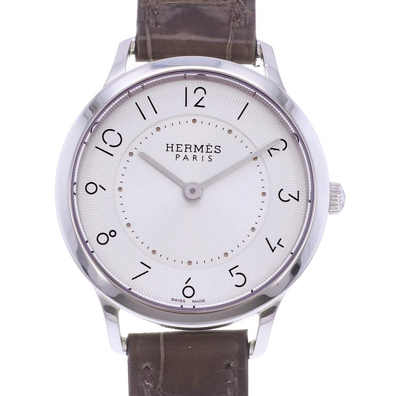 Montre d'occasion HERMES Slim femme quartz bracelet cuir d'origine - vue D1