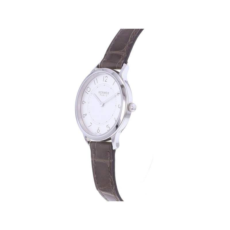 Montre d'occasion HERMES Slim femme quartz bracelet cuir d'origine - vue D2