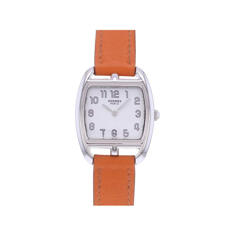 Montre d'occasion HERMES Cape Cod Tonneau femme quartz bracelet cuir d'origine - vue 1